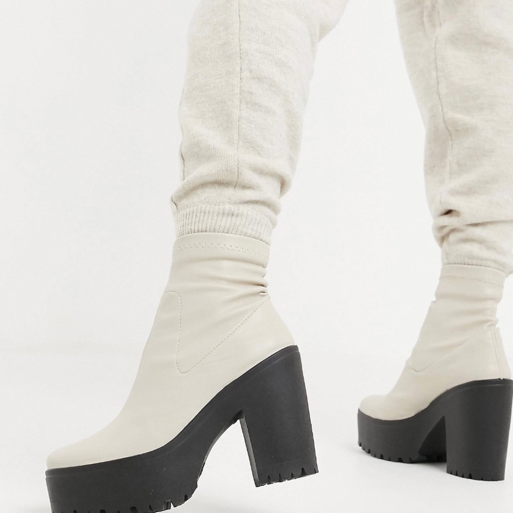 TopShop sock bootie in off-white